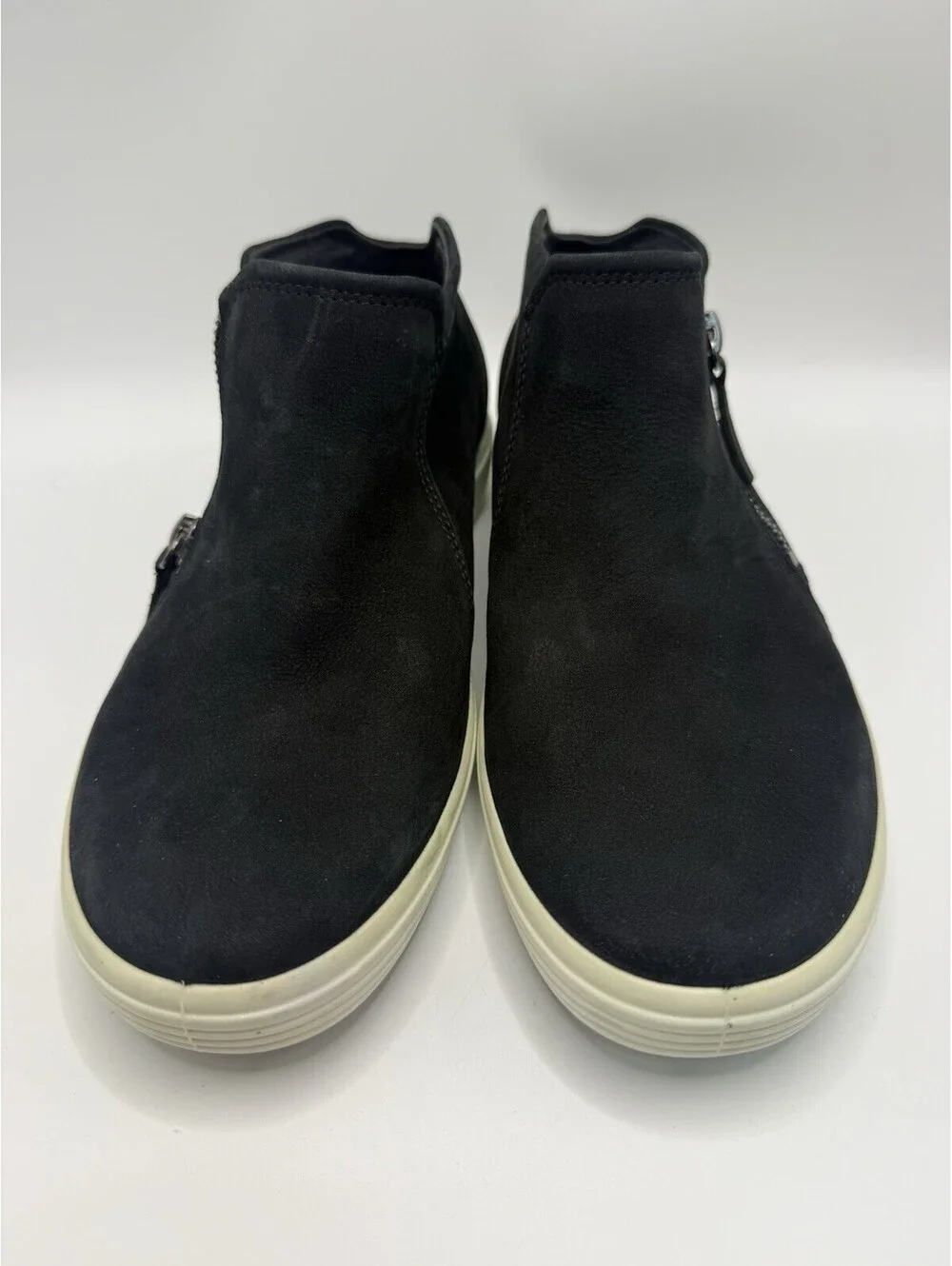 Ecco Soft 7 Low Womens Size 9 Shoes Black Nubuck Leather Zip Comfort Boots NWOB